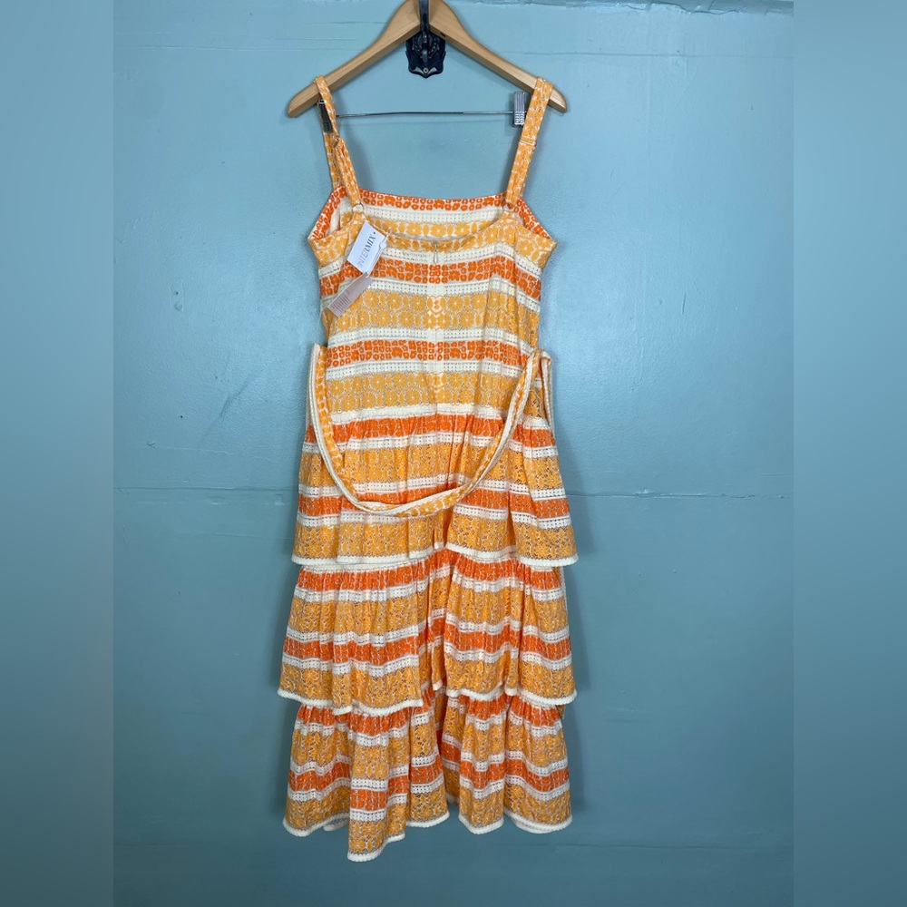 Zimmermann Jude Orange Tiered Lace‎ Floral Maxi Sun Dress Size 10 - Picture 4 of 8